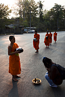 Thailand,Chiang Mai,Monks Receiving Offerings of Food - Travelasia