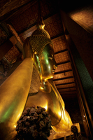 Gold reclining Buddha at Wat Pho, Bangkok Thailand. - Alex Mares-Manton