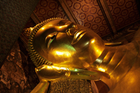 Close up of gold reclining Buddha at Wat Pho, Thailand - Alex Mares-Manton