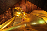 Close up of gold reclining Buddha at Wat Pho Temple, Thailand - Alex Mares-Manton