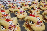 A group of Chinese Lion heads used for traditional Lion Dance, Hong Kong, China - Travelasia