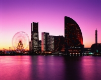 Japan, Yokohama, Minato Mirai 21, Landmark Tower, Queen's Square, National Conference Center at dusk - Rex Butcher