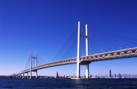 Japan, Yokohama, Yokohama bay bridge, 860 meter suspension bridge - Rex Butcher