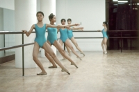 Vietnam, Ho Chi Minh City (Saigon), girls training in ballet studio. - Steve Raymer