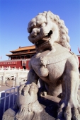 China, Beijing, Stone lion in front of Tiananmen Gate - Gareth Jones