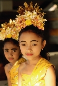 Indonesia, Bali, Young Balinese dancers in costume. - Jill Gocher
