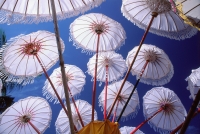 Indonesia, Bali, Temple umbrellas at festival - Jill Gocher