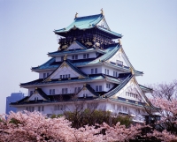 Japan, Osaka, Osaka Castle surrounded by Sakura. - Stuart Woods