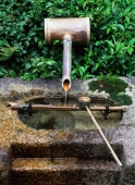 Japan, Water basin found at entrance to temple for rinsing hand and mouth - Rex Butcher
