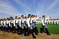 Brunei, Air force airmen march during Sultan Hassanal Bolkiah's birthday celebrations. - Steve Raymer