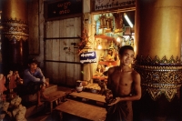 Myanmar (Burma), Yangon (Rangoon), Two men inside the Shwedagon Pagoda. - Steve Raymer
