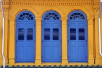 Singapore, Tanjong Pagar district, facade of old shophouse. - Jack Hollingsworth