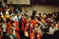 Singapore, Traders on the Exchange Trading Floor of the Singapore Stock Exchange. - Steve Raymer