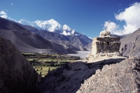 Nepal, Mustang, A Chorten marks the beginning of the restricted area of Mustang. - Jill Gocher