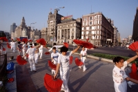 China, Shanghai, people exercising on the Bund - Alex Mares-Manton