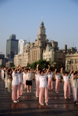 China, Shanghai, people exercising on the Bund - Alex Mares-Manton