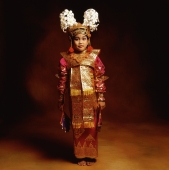 Indonesia, Bali, Ubud, Legong dancer in full costume. - Martin Westlake