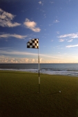 Indonesia, Bali, Tanah Lot, 13th green towards Indian Ocean Nirwana Bali Golf Club. (grainy) - Martin Westlake