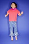 Young girl jumping, blue background - Alex Microstock02
