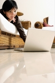 Woman at home, using laptop - Alex Microstock02