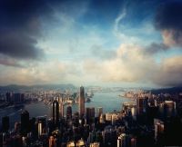Hong Kong, Late afternoon, Central, Victoria harbour and Kowloon, viewed from the peak - Martin Westlake