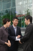 Businessmen and businesswoman having a discussion - blueduck
