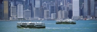 Star Ferries in Victoria harbour panorama, Hong Kong - OTHK