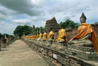 Rows of Buddhas surrounding Wat Yai Chai Mongkhon, Ayutthara, Thailand - OTHK