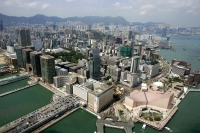 Aerial view overlooking Tsimshatsui, Kowloon, Hong Kong - OTHK