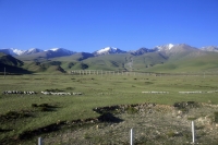 Railroad with Tianshan mountains at the background (view from Nanjiang railway), Xinjiang - OTHK