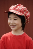 Portrait of little girl in plaid hat - Asia Images Group