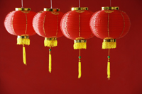 Still life of a row of red lanterns - Asia Images Group