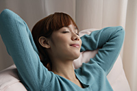 Asian girl relaxing with eyes closed - Asia Images Group