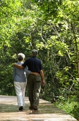 Mature couple walking through park, rear view - Asia Images Group