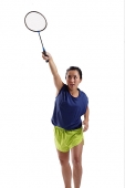 Woman holding badminton racket up - Asia Images Group