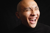 Bald man, laughing, portrait - Asia Images Group