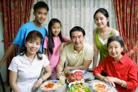 Three generation family at home, portrait - Asia Images Group
