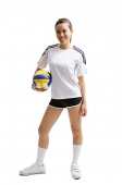 Young woman standing and holding volleyball - Asia Images Group