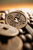 Close-up of Chinese coin - Asia Images Group