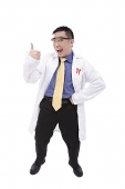 Doctor in lab coat giving thumbs up sign - Asia Images Group