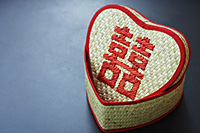 Heart shaped box with the Chinese text meaning - Double Happiness - Asia Images Group