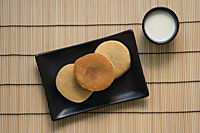 Still life of Chinese pancake filled with red bean paste - Asia Images Group