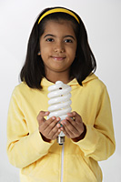Girl holding light bulb - Asia Images Group