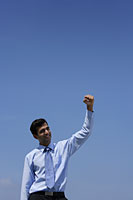 Indian businessman raising his fist. - Asia Images Group