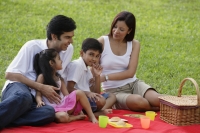 A family have a picnic together in the park - Asia Images Group