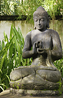 Stone Buddha in tropical garden - Ellery Chua