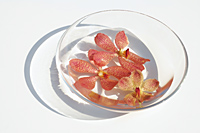 Bowl of orchids floating in water - Alex Mares-Manton