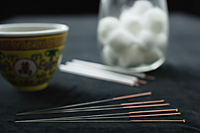 acupuncture needles, cotton balls - Ellery Chua