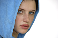 Woman in blue hooded vest - Alex Mares-Manton