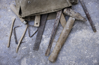 bag of tools on studio floor - Alex Mares-Manton